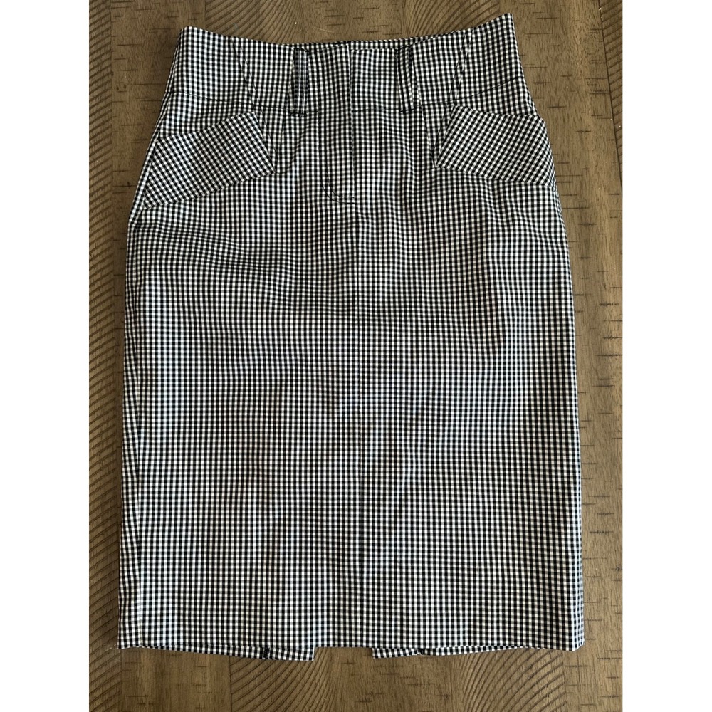 Marciano by Guess Gingham Pencil Skirt Size 2 Black & White with Hot Pink Lining
